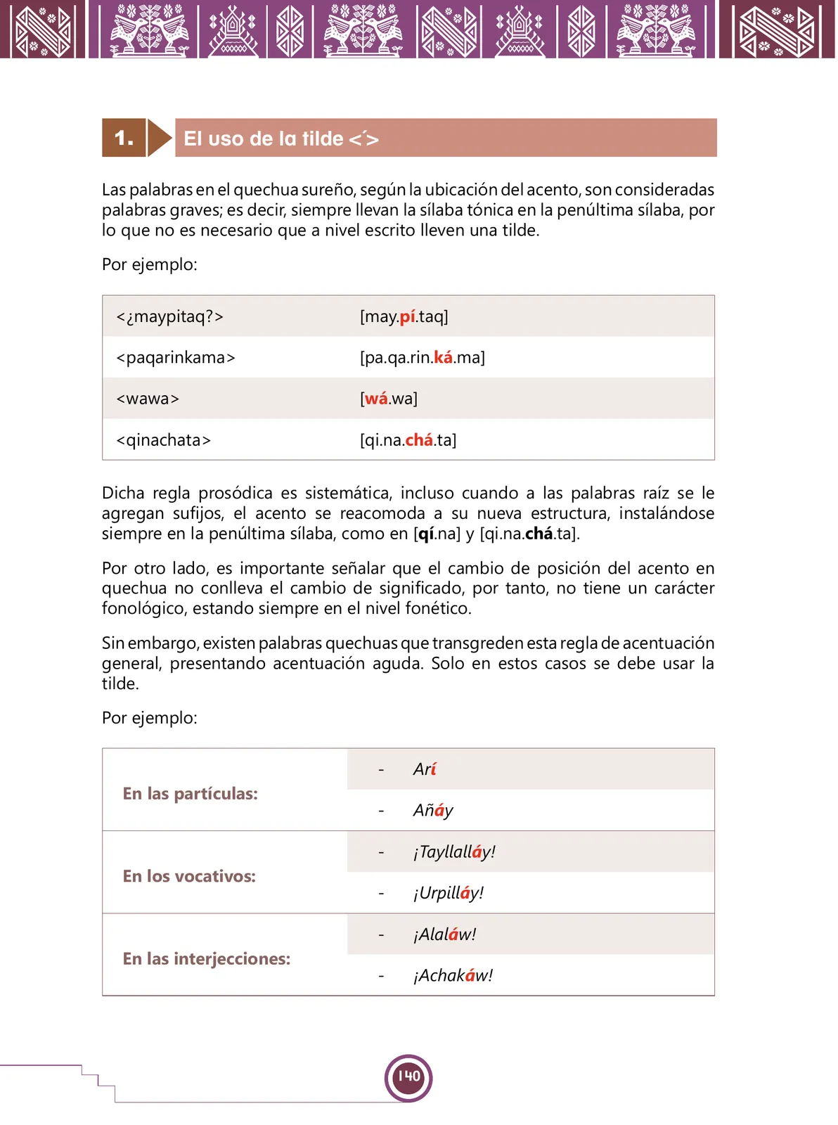 Miniatura página 142 de Urin Qichwa Qillqay Yachana Mayt'u = Manual de escritura quechua sureño · 2021