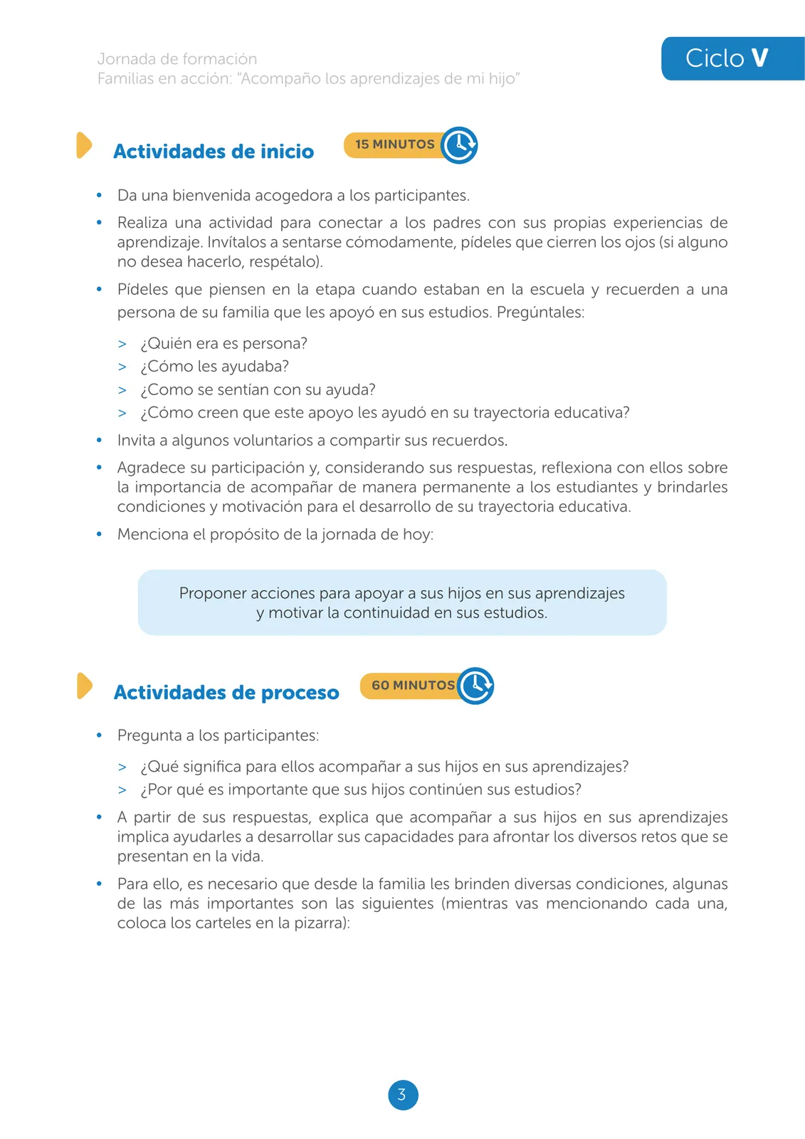 Página 3 de Jornada de formación “Familias en acción: acompaño los aprendizajes de mi hijo”  : ciclo V · 2025
