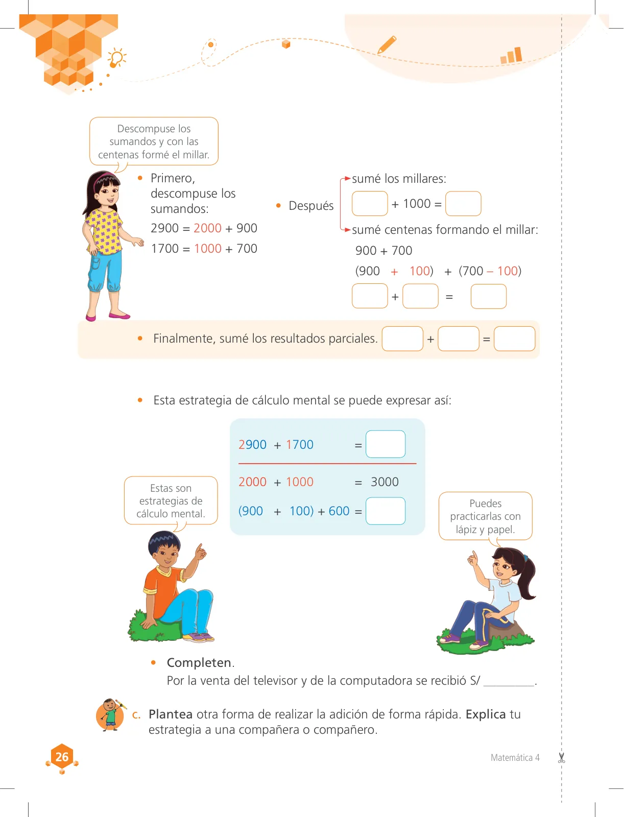 Miniatura página 26 de Matemática 4 : cuaderno de trabajo para cuarto grado de Educación Primaria 2018 · 2018