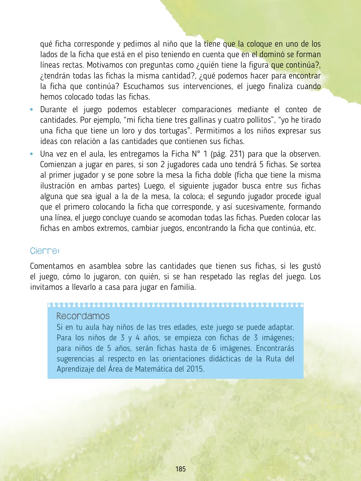 Página 187 de Agenda pedagógica 2017-2018 para docentes de II Ciclo de Instituciones de nivel de Educación Inicial · 2017