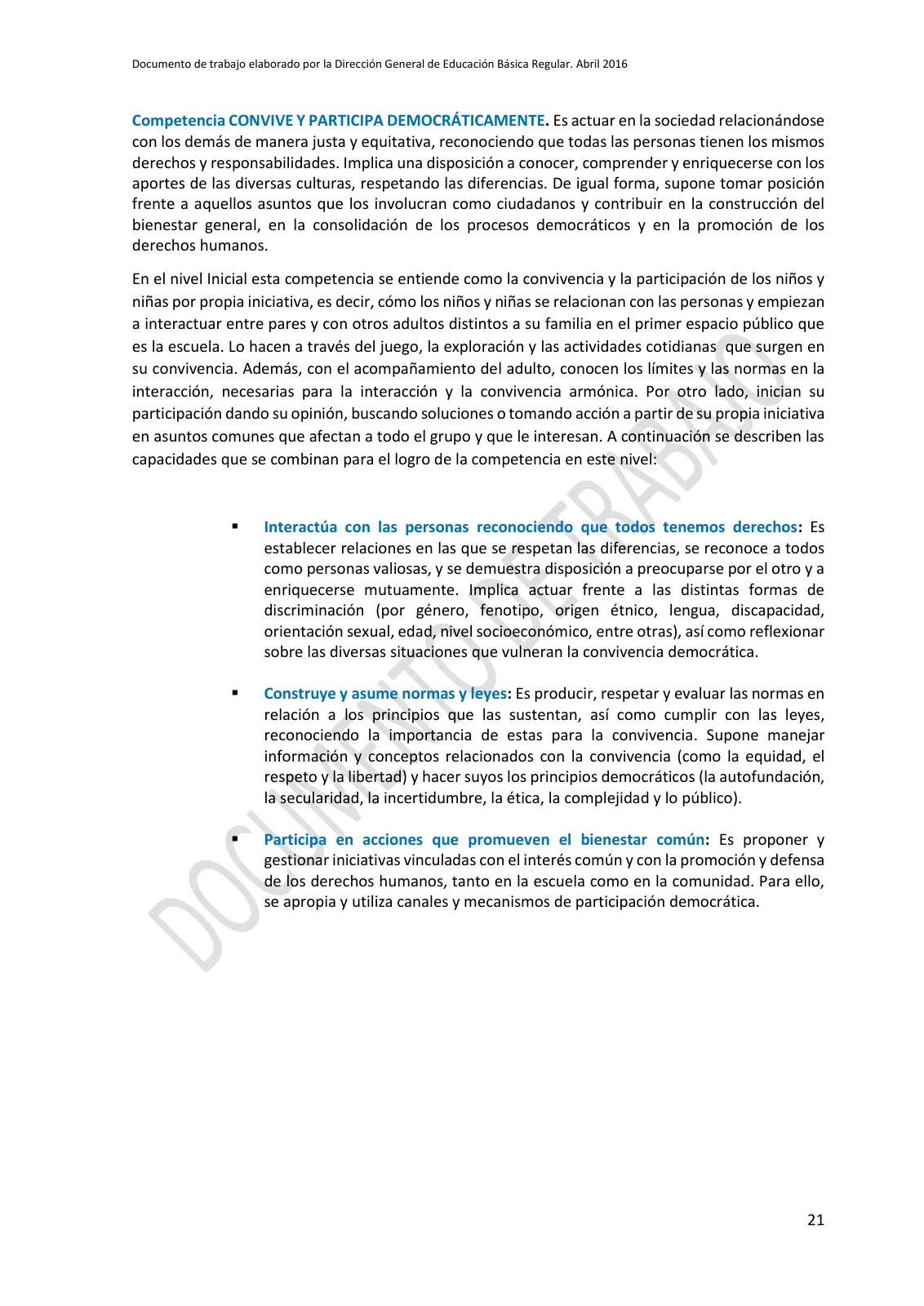Miniatura página 21 de Programa curricular de Educación Inicial · 2016