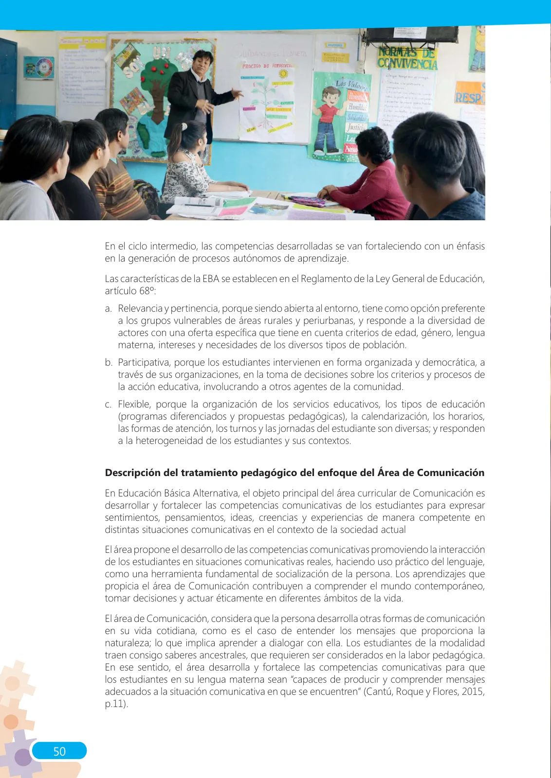 Página 50 de Guía para el docente sobre el uso del material educativo, Quechua Chanka. Ciclos Inicial e Intermedio, área de Comunicación · 2020