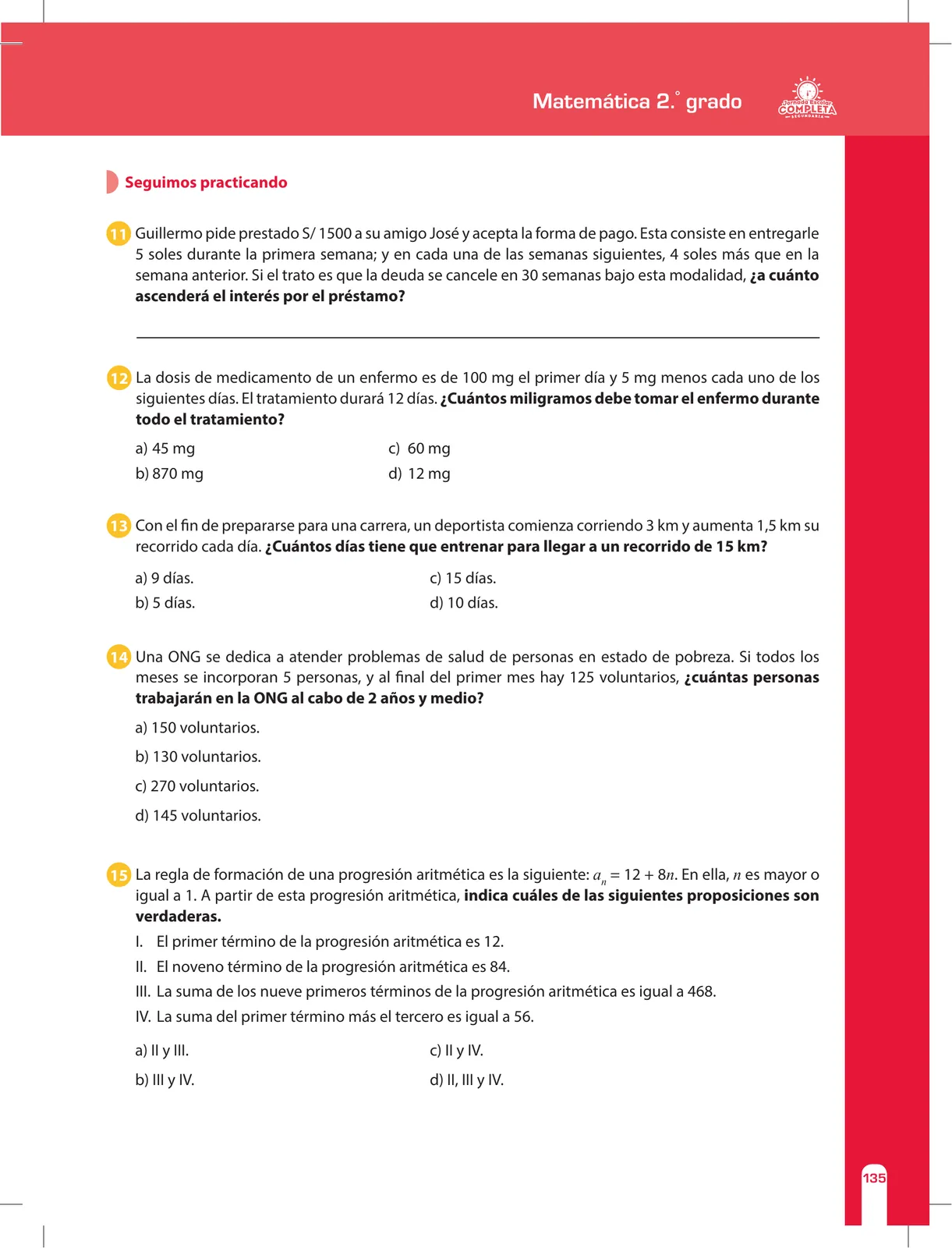 Página 135 de Matemática 2 : cuaderno de reforzamiento pedagógico - JEC · 2016