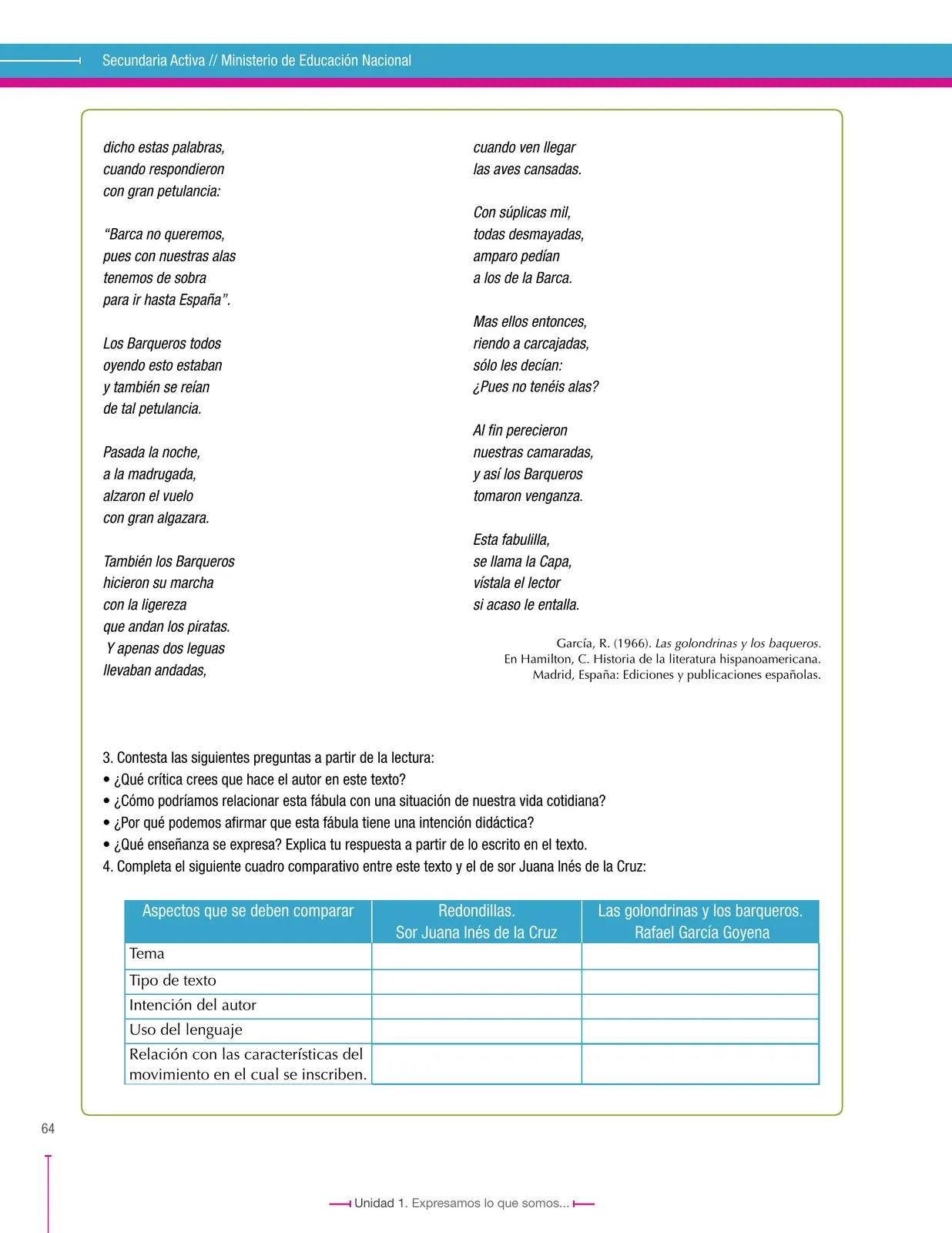 Página 64 de Lenguaje 9° · Secundaria Activa