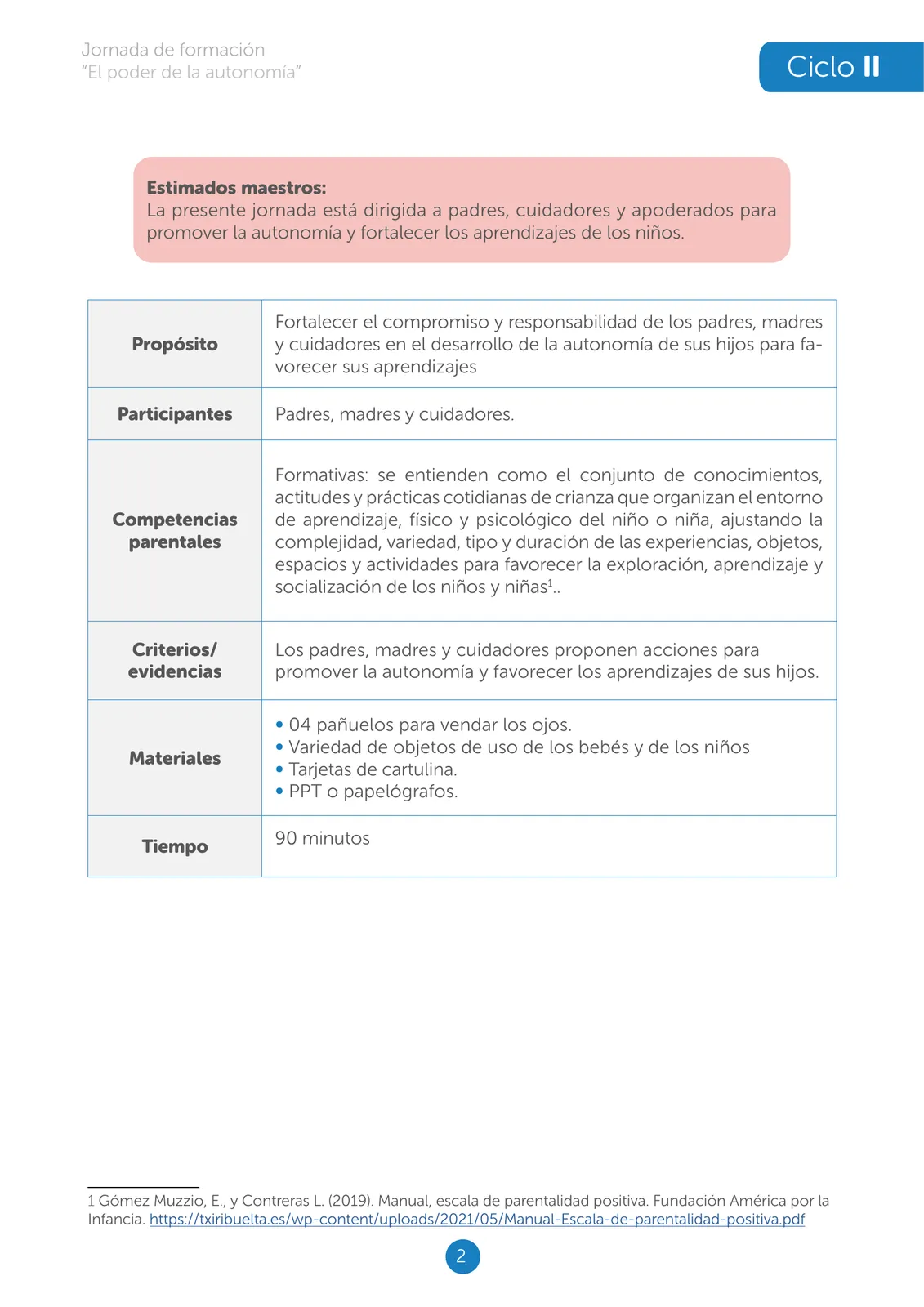 Miniatura página 2 de Jornada de formación “El poder de la autonomía” : ciclo II · 2025