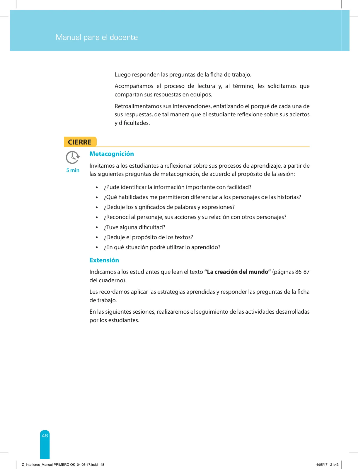 Página 50 de Comprensión lectora 1 : manual para el docente de primer grado de Secundaria · 2017