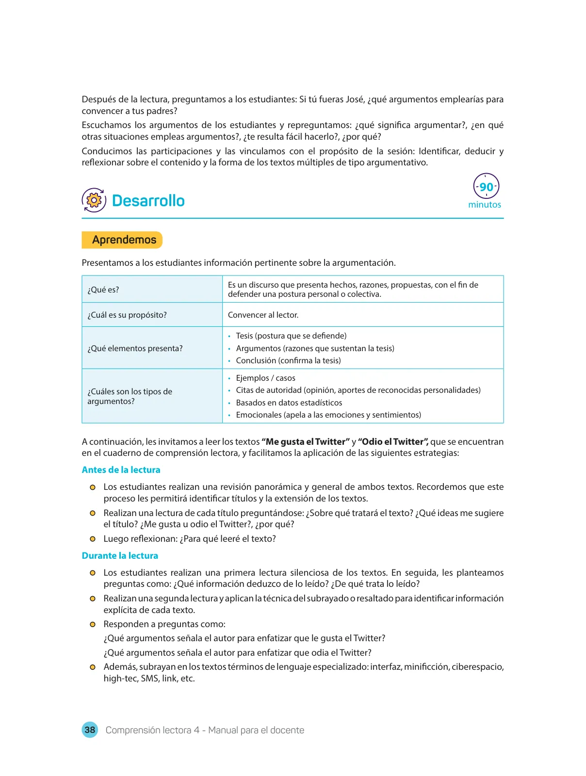 Miniatura página 40 de Comprensión lectora 4 : manual para el docente de cuarto grado de Secundaria · 2017