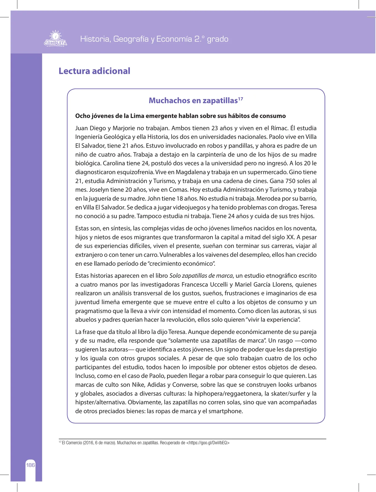 Miniatura página 186 de Historia, Geografía y Economía 2 : cuaderno de reforzamiento pedagógico - JEC ﻿ · 2016