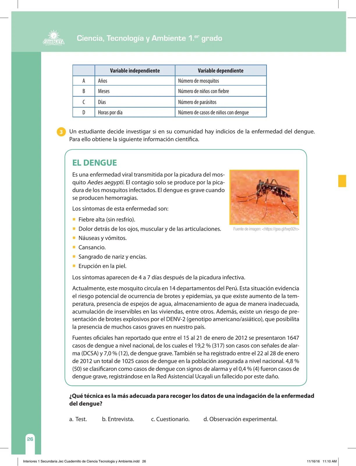Miniatura página 26 de Ciencia, Tecnología y Ambiente 1. Cuaderno de reforzamiento pedagógico - JEC · 2016