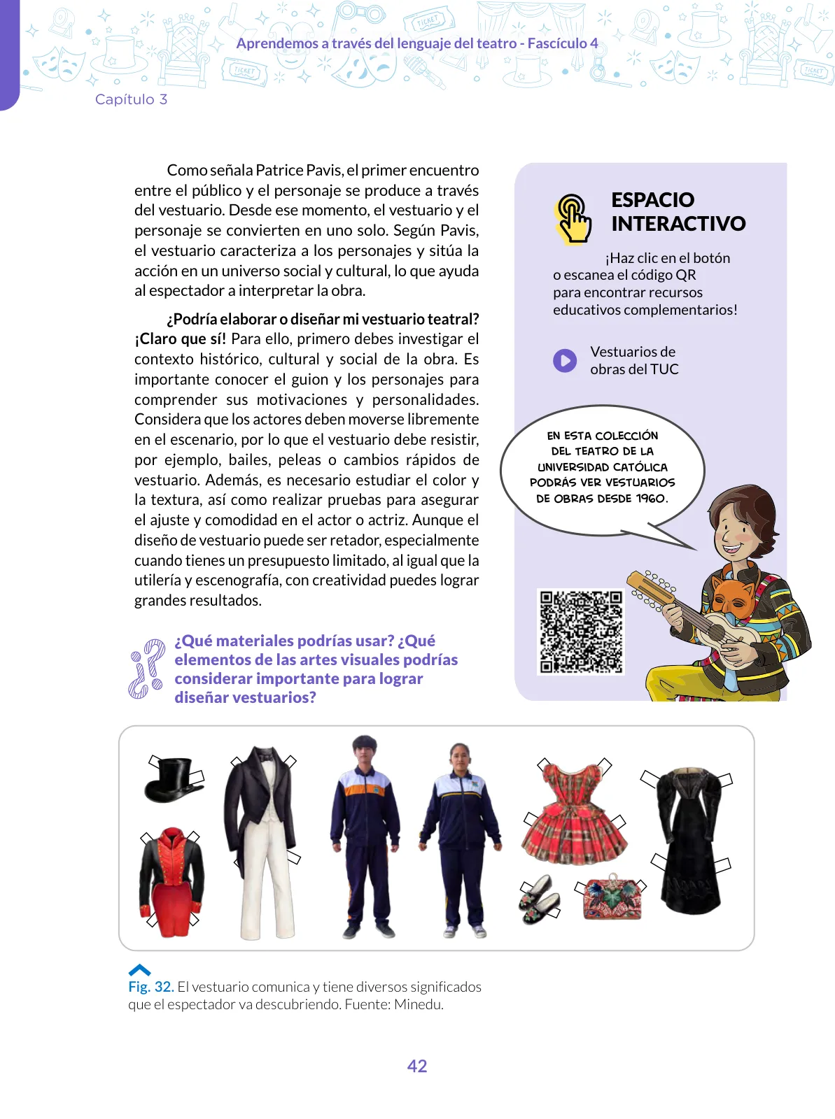 Página 42 de Aprendemos a través del lenguaje del teatro Fascículo 4 para estudiantes de Educación Secundaria · 2024