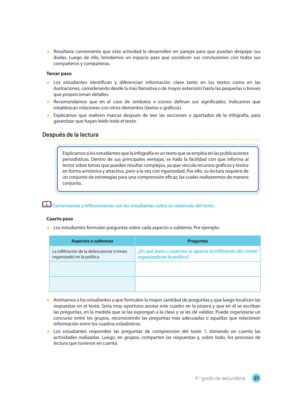 Miniatura página 23 de Comprensión lectora : manual para el docente de cuarto grado de Secundaria 2018 · 2018
