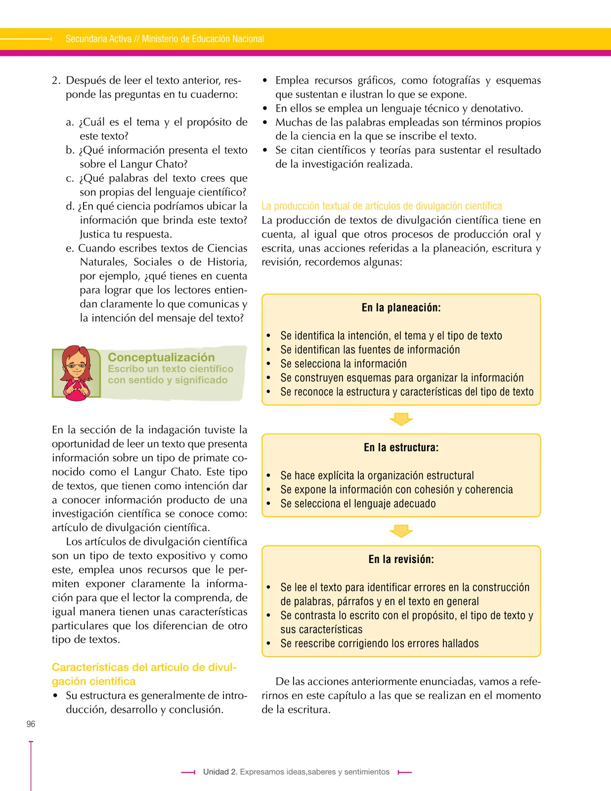 Página 96 de Lenguaje 9° · Secundaria Activa