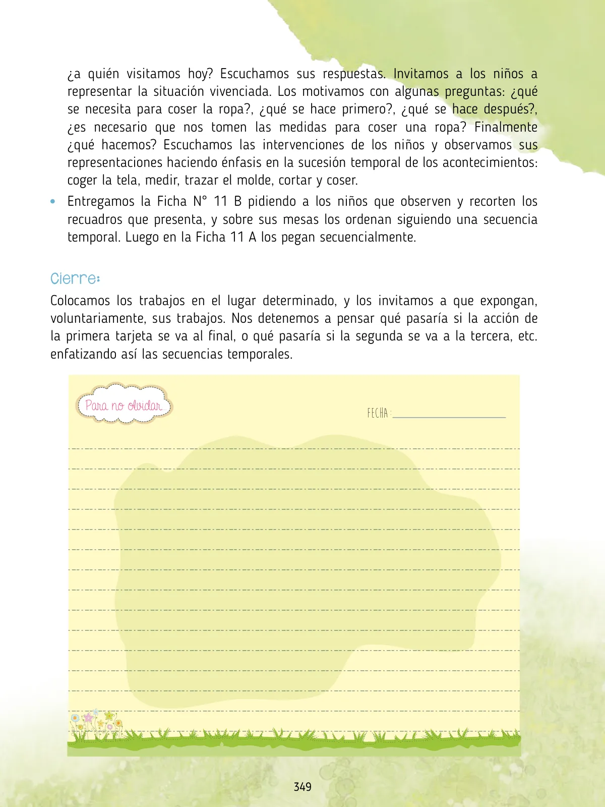 Miniatura página 351 de Agenda pedagógica 2017-2018 para docentes de II Ciclo de Instituciones de nivel de Educación Inicial · 2017