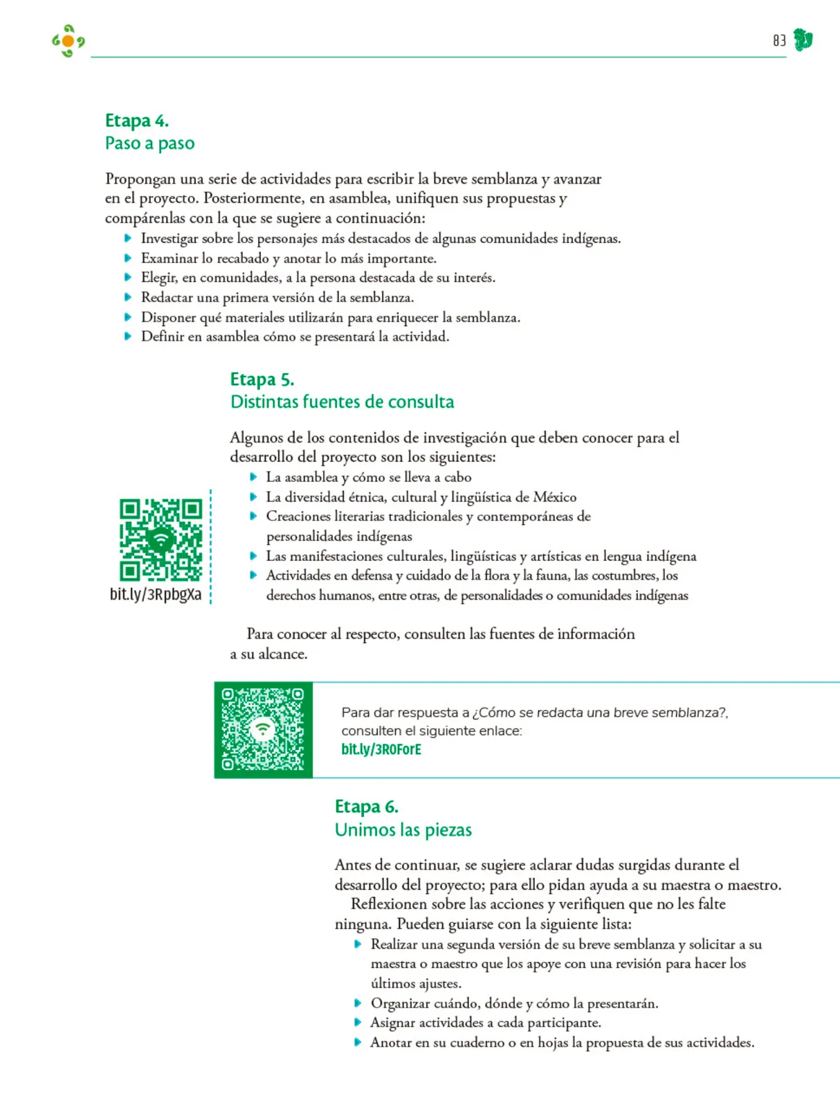 Miniatura página 84 de Colección Ximhai. Nuestro libro de Proyectos.  Tomo III.  Libro de Educación Telesecundaria Grado 1°  Ciclo Escolar 2025 - 2026