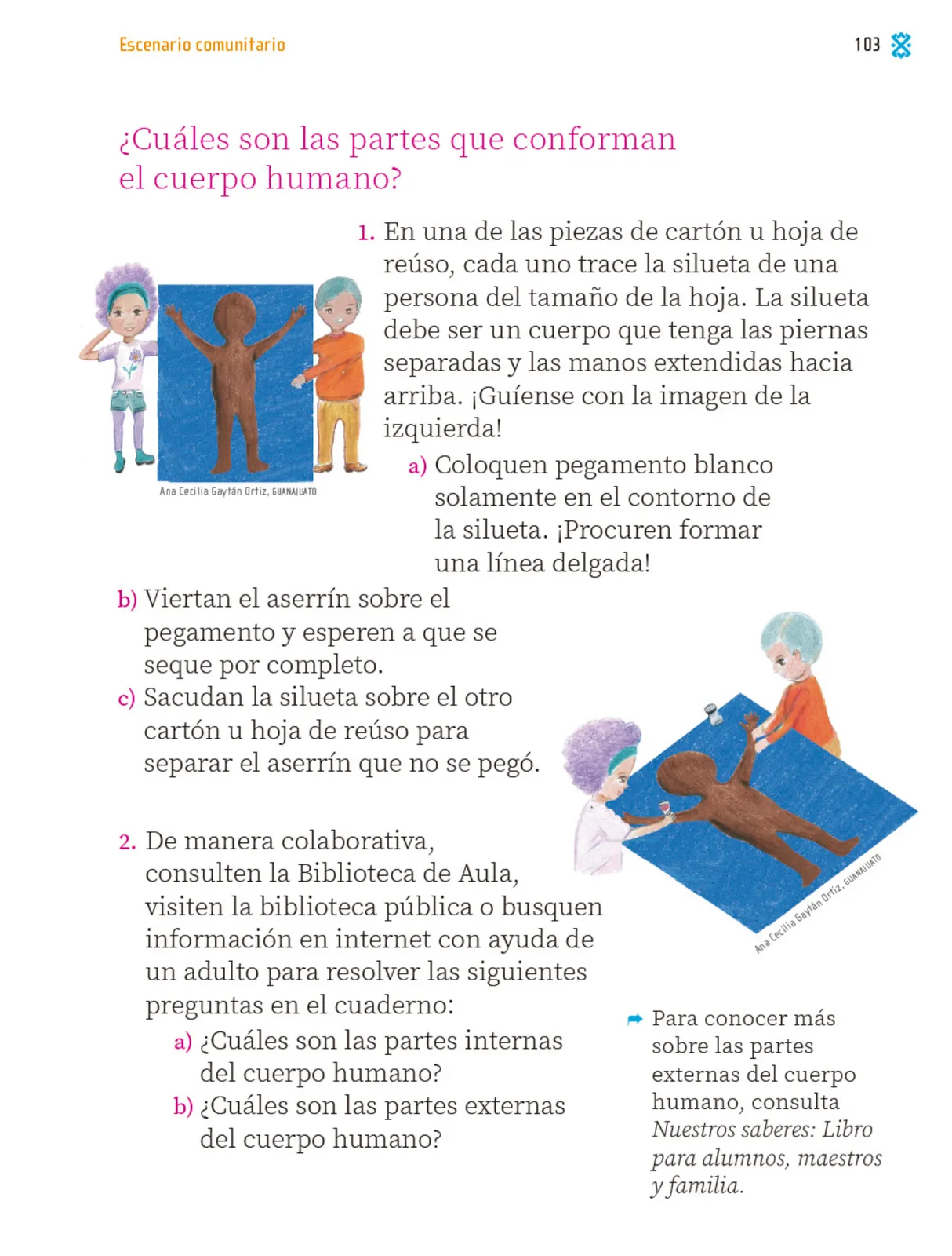 Página 104 de Proyectos Comunitarios. Libro de Educación Primaria Grado 1° Ciclo Escolar 2025 - 2026