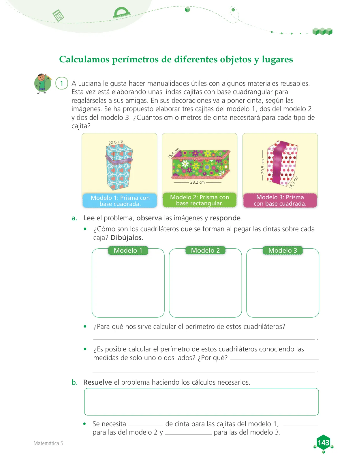 Página 144 de Matemática 5 : cuaderno de trabajo para quinto grado de Educación Primaria 2018 · 2018