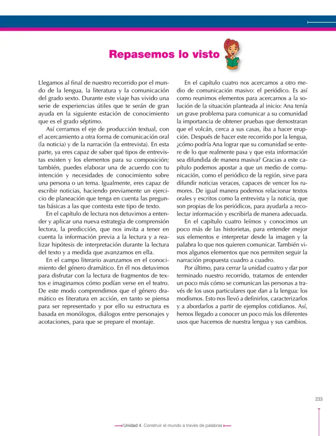 Página 233 de Lenguaje 6° · Secundaria Activa