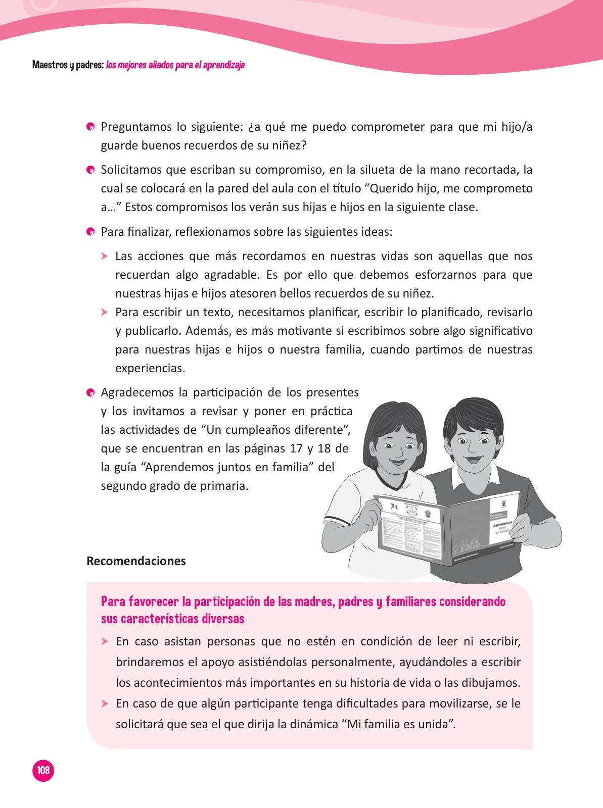 Página 110 de Guía para el trabajo docente con las familias del ciclo III de Primaria · 2016