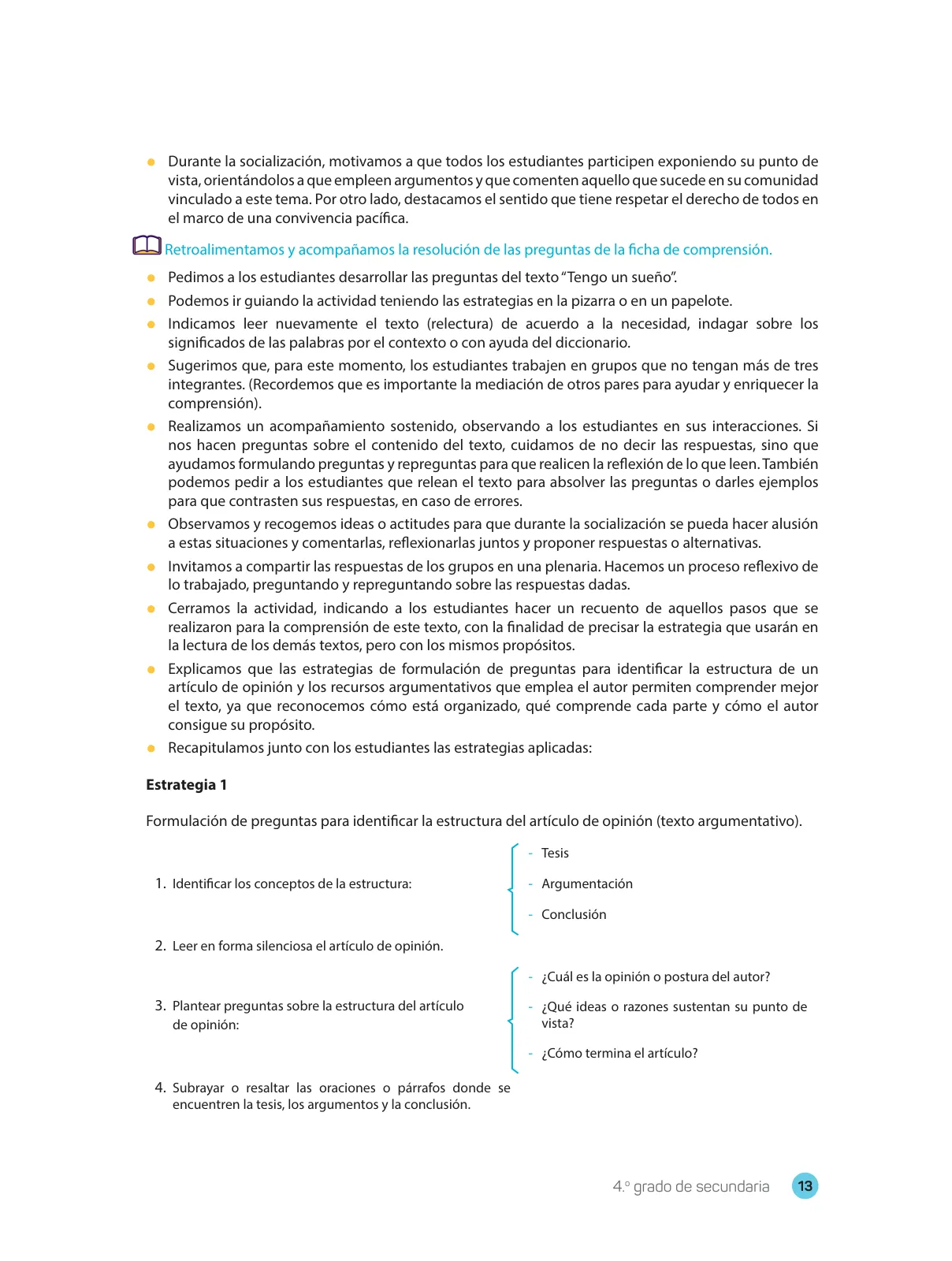 Miniatura página 15 de Comprensión lectora : manual para el docente de cuarto grado de Secundaria 2018 · 2018