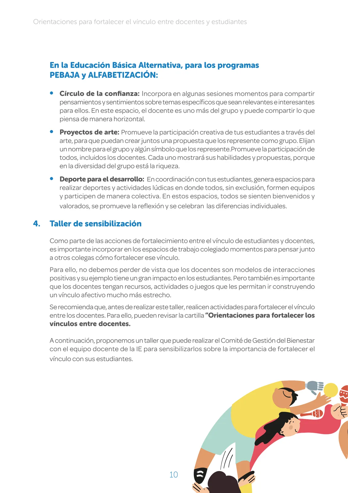 Página 10 de Orientaciones para fortalecer el vínculo entre docentes y estudiantes : dirigido al director y al Comité de Gestión del Bienestar · 2025