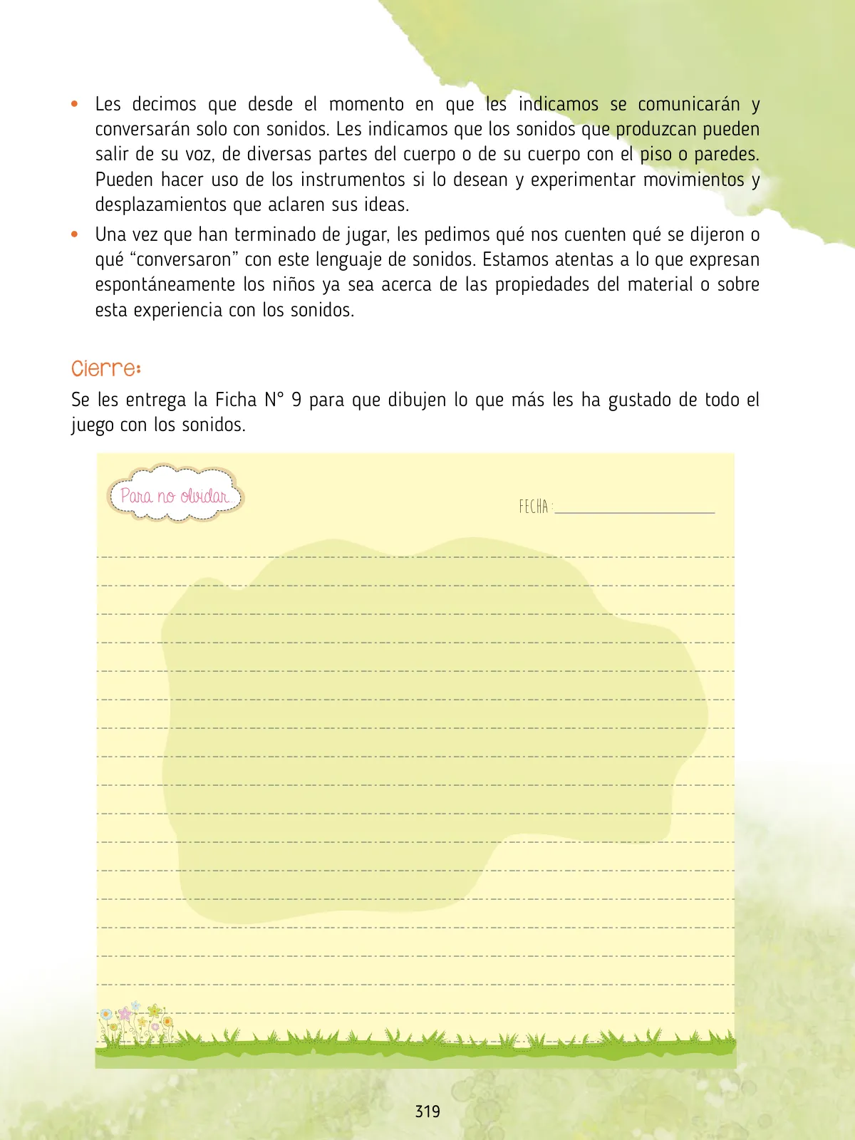 Miniatura página 321 de Agenda pedagógica 2017-2018 para docentes de II Ciclo de Instituciones de nivel de Educación Inicial · 2017