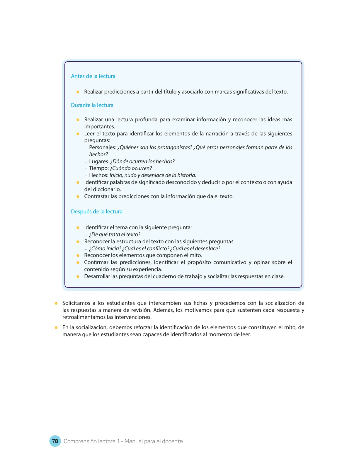 Miniatura página 80 de Comprensión lectora : manual para el docente de primer grado de Secundaria 2018 · 2018