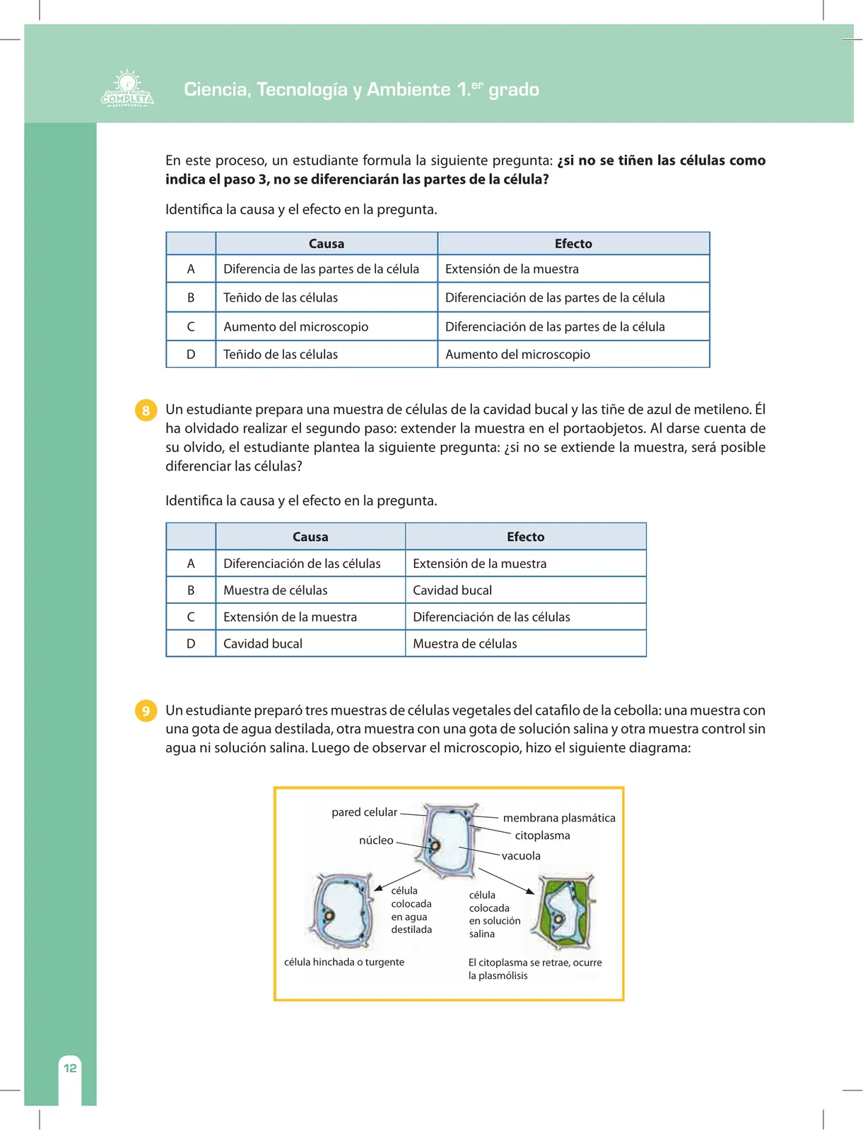 Miniatura página 12 de Ciencia, Tecnología y Ambiente 1. Cuaderno de reforzamiento pedagógico - JEC · 2016