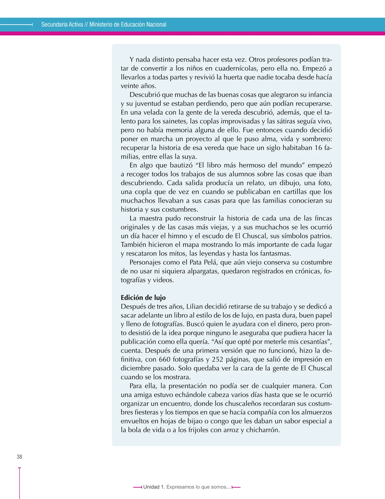 Página 38 de Lenguaje 9° · Secundaria Activa