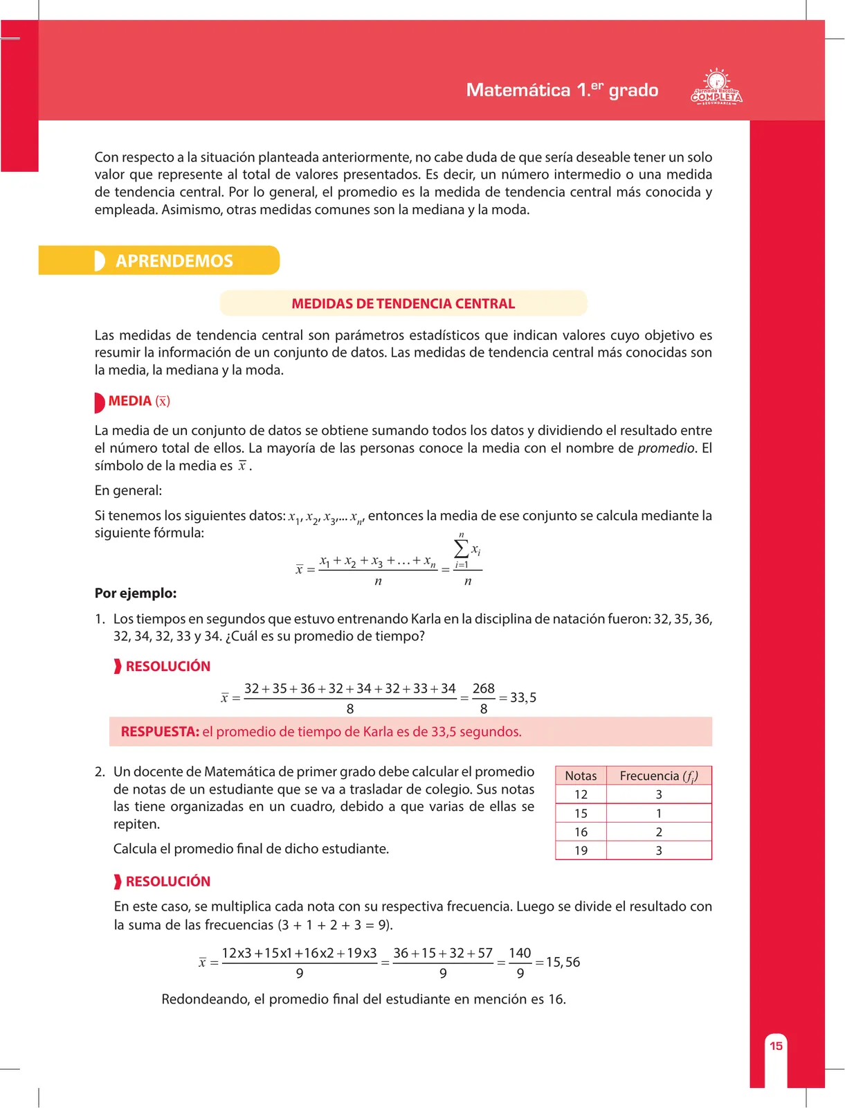 Miniatura página 15 de Matemática 1 : cuaderno de reforzamiento pedagógico - JEC · 2016