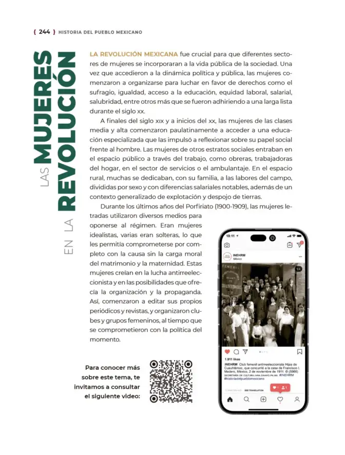 Página 245 de Historia del pueblo mexicano. Multigrado Libro de Educación Telesecundaria Grado 1° Ciclo Escolar 2025 - 2026