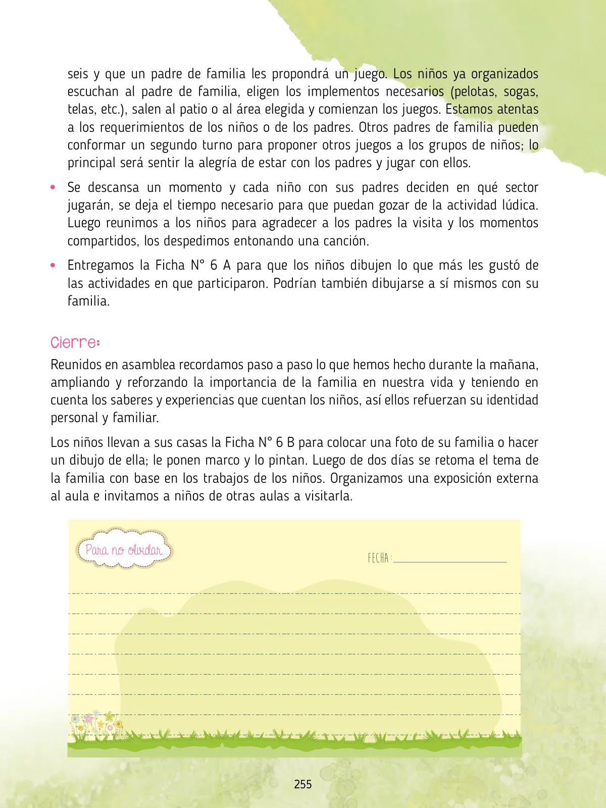 Miniatura página 257 de Agenda pedagógica 2017-2018 para docentes de II Ciclo de Instituciones de nivel de Educación Inicial · 2017