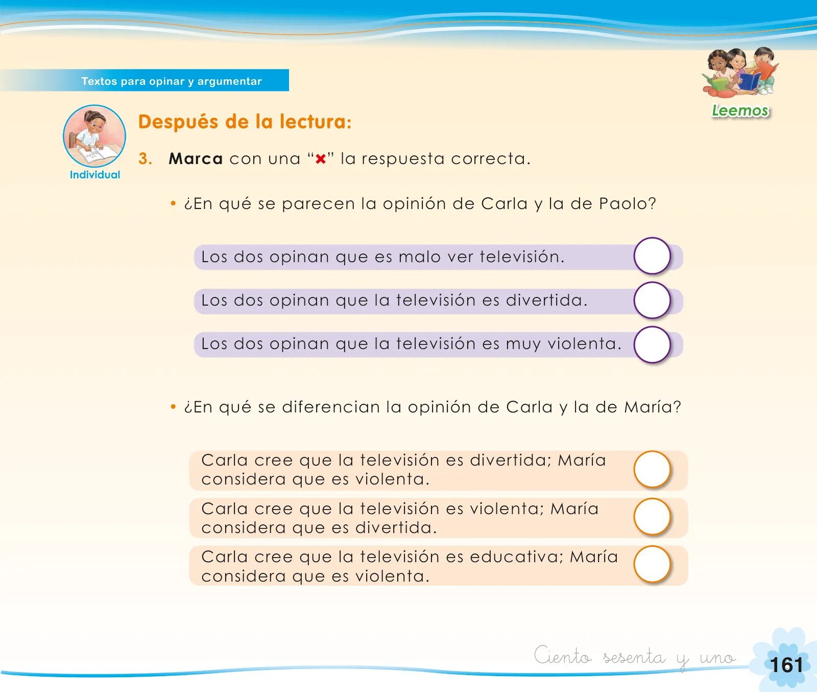 Miniatura página 163 de Comunicación 1 : cuaderno de trabajo para primer grado de Educación Primaria 2019 · 2019