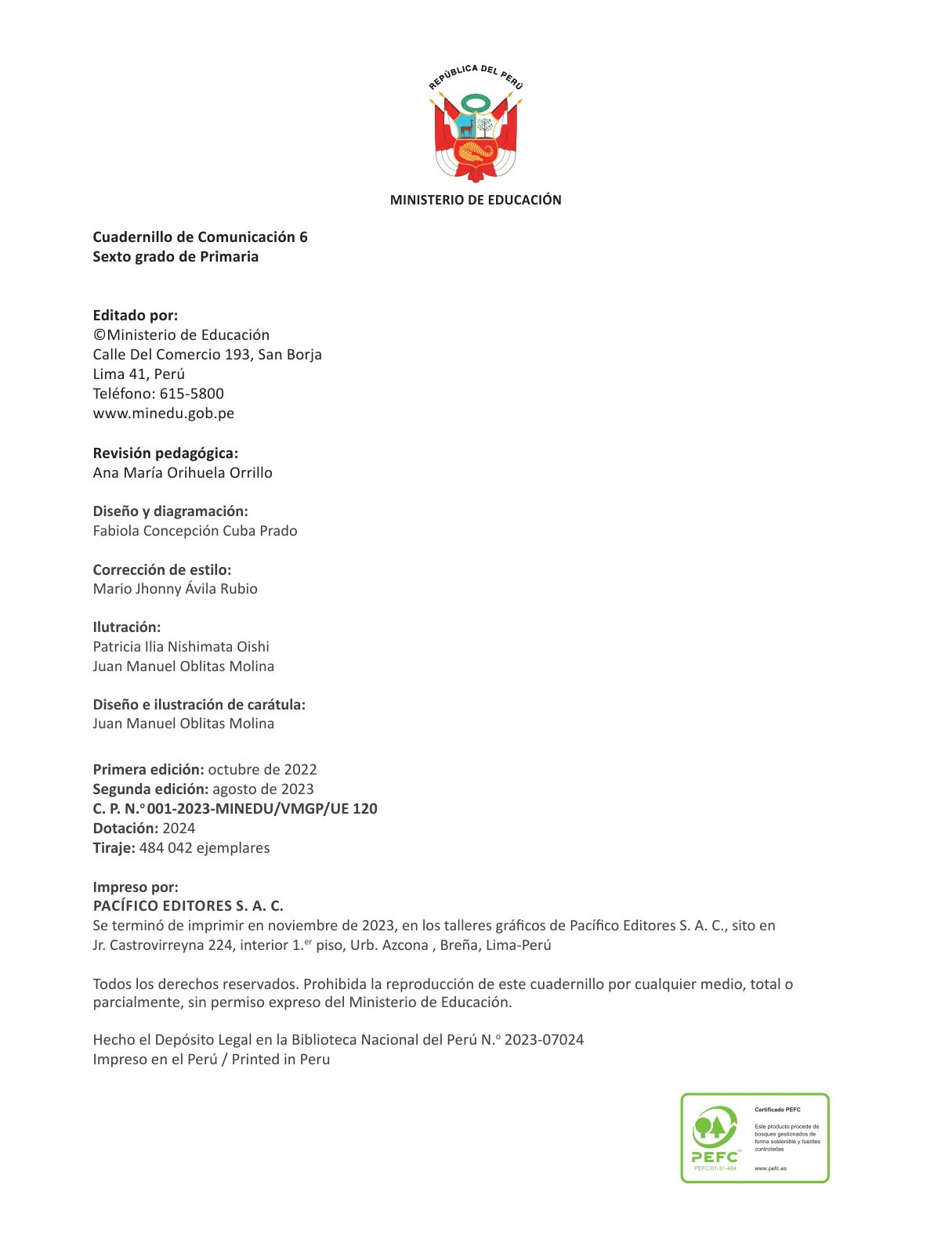 Página 4 de Cuadernillo de Comunicación 6, sexto grado de Primaria · 2023