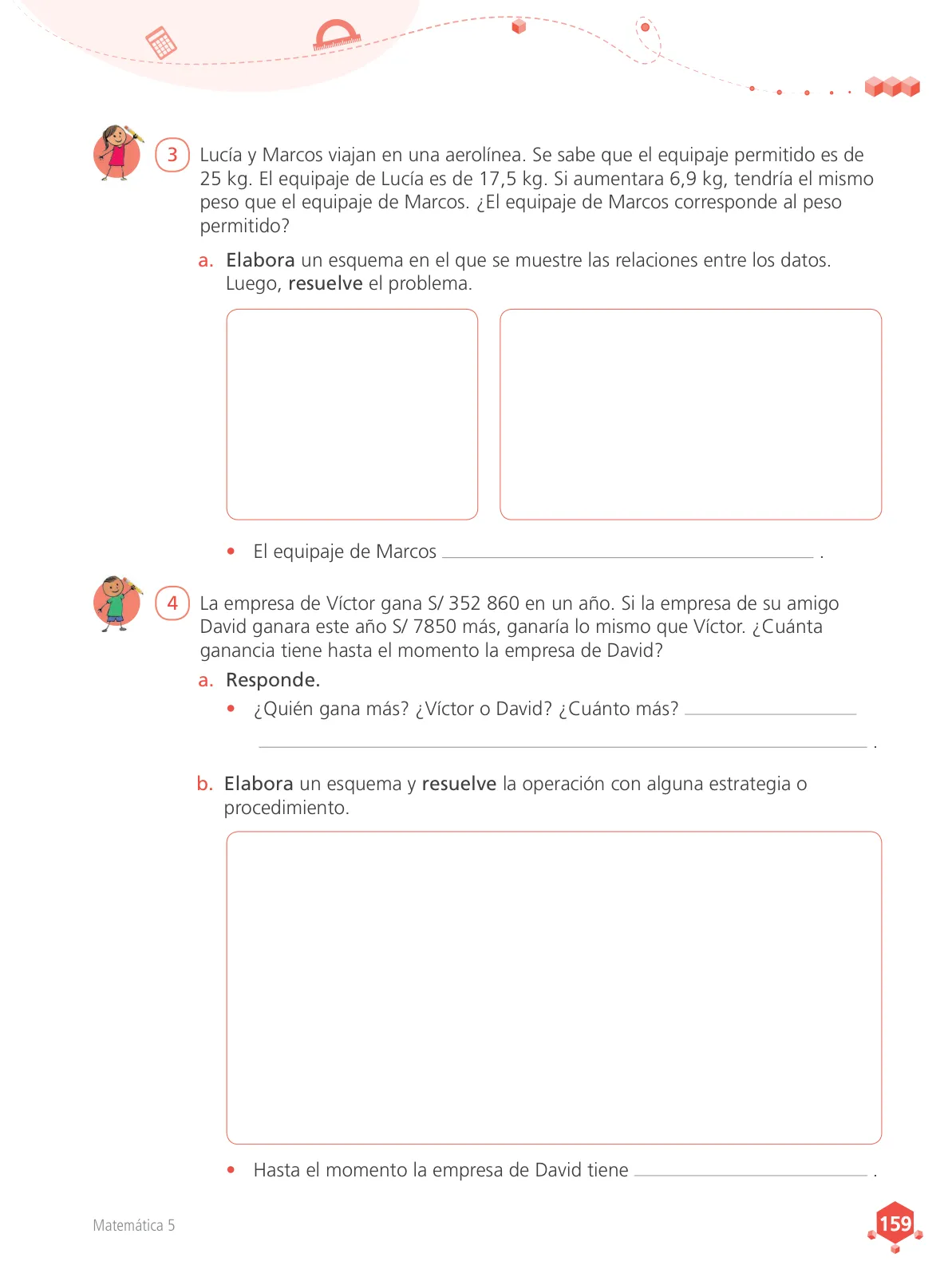 Página 160 de Matemática 5 : cuaderno de trabajo para quinto grado de Educación Primaria 2018 · 2018