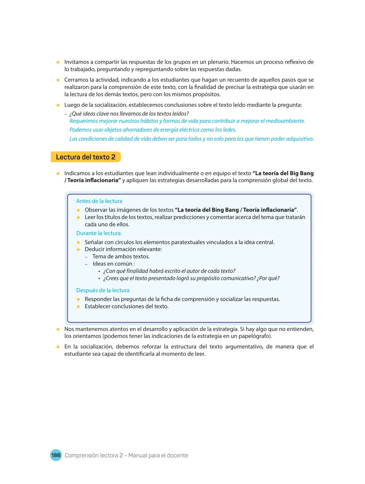 Página 188 de Comprensión lectora : manual para el docente de segundo grado de Secundaria 2018 · 2018