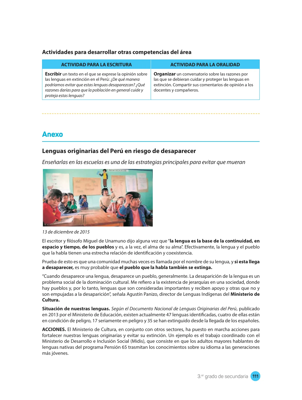 Página 113 de Comprensión lectora : manual para el docente de tercer grado de Secundaria 2018 · 2018