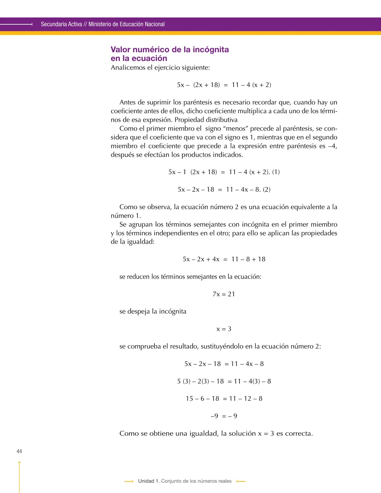 Página 44 de Matematica 9° · Secundaria Activa