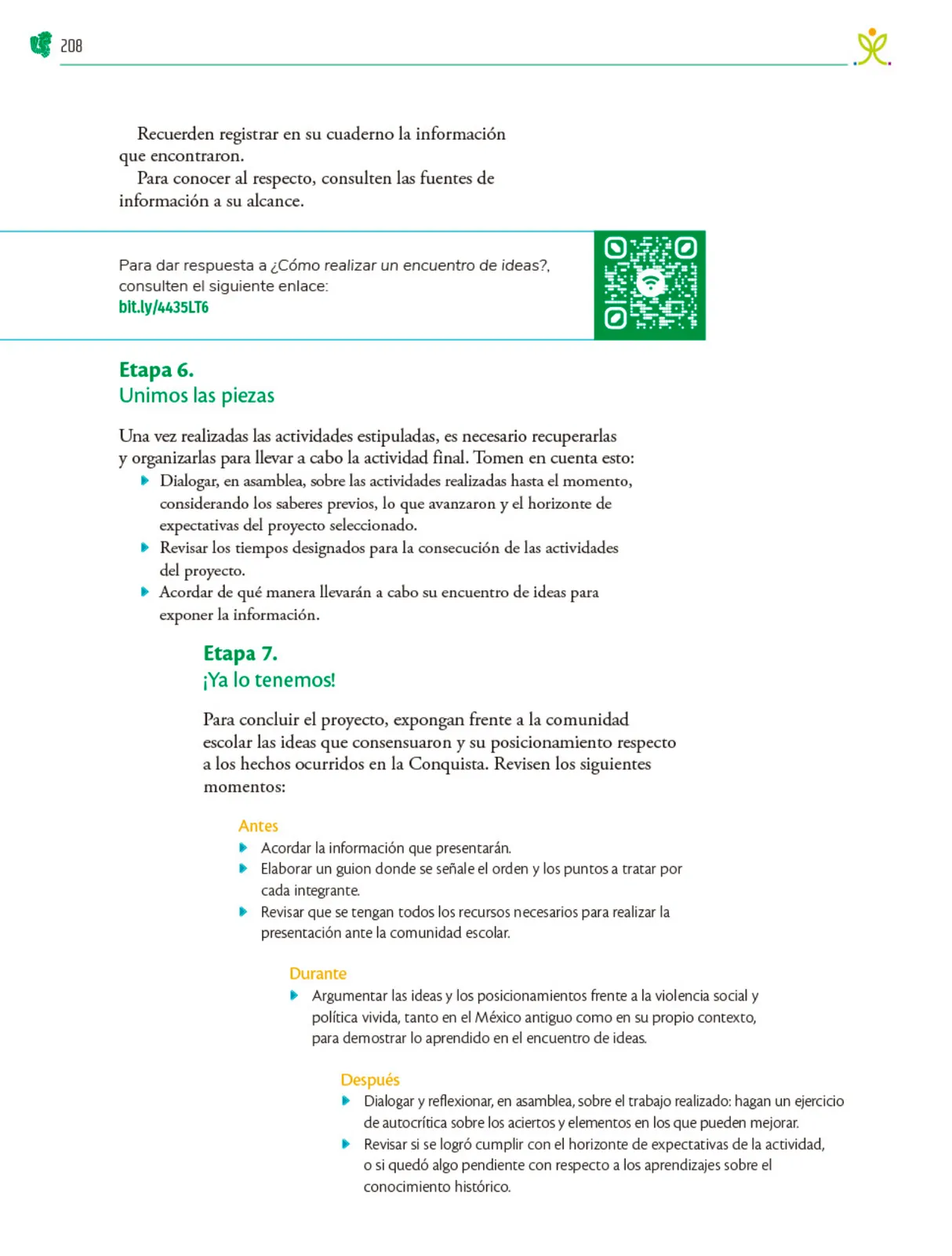 Miniatura página 209 de Colección Sk´asolil. Nuestro libro de Proyectos. Tomo I.    Libro de Educación Telesecundaria Grado 2°  Ciclo Escolar 2025 - 2026