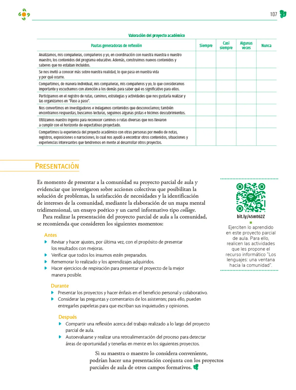 Miniatura página 108 de Colección Sk´asolil. Nuestro libro de Proyectos. Tomo I.    Libro de Educación Telesecundaria Grado 2°  Ciclo Escolar 2025 - 2026