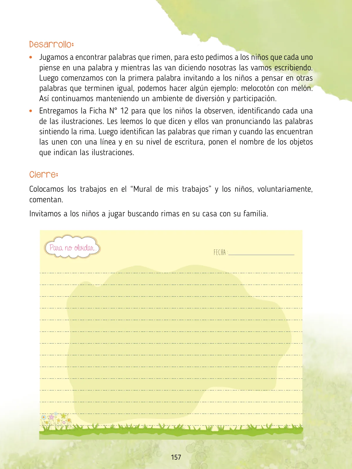 Página 159 de Agenda pedagógica 2017-2018 para docentes de II Ciclo de Instituciones de nivel de Educación Inicial · 2017
