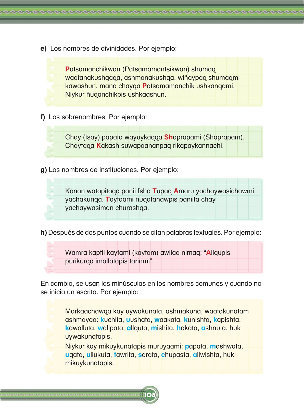 Página 110 de Chawpin qichwata alli qillqanapaq maytu = Manual de escritura quechua central · 2020