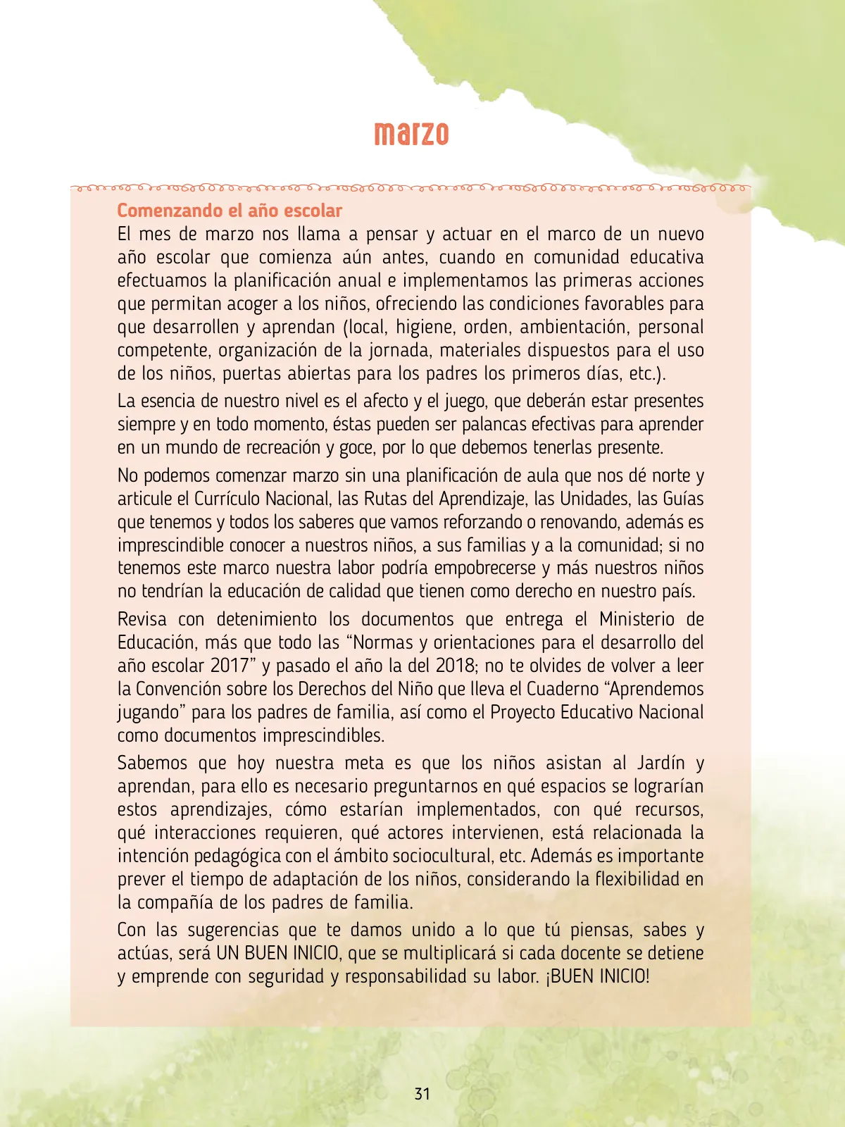 Página 33 de Agenda pedagógica 2017-2018 para docentes de II Ciclo de Instituciones de nivel de Educación Inicial · 2017