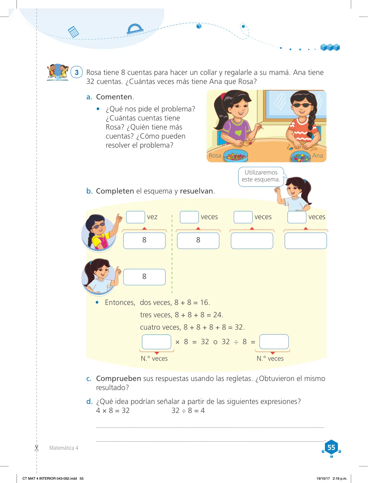 Miniatura página 55 de Matemática 4 : cuaderno de trabajo para cuarto grado de Educación Primaria 2018 · 2018