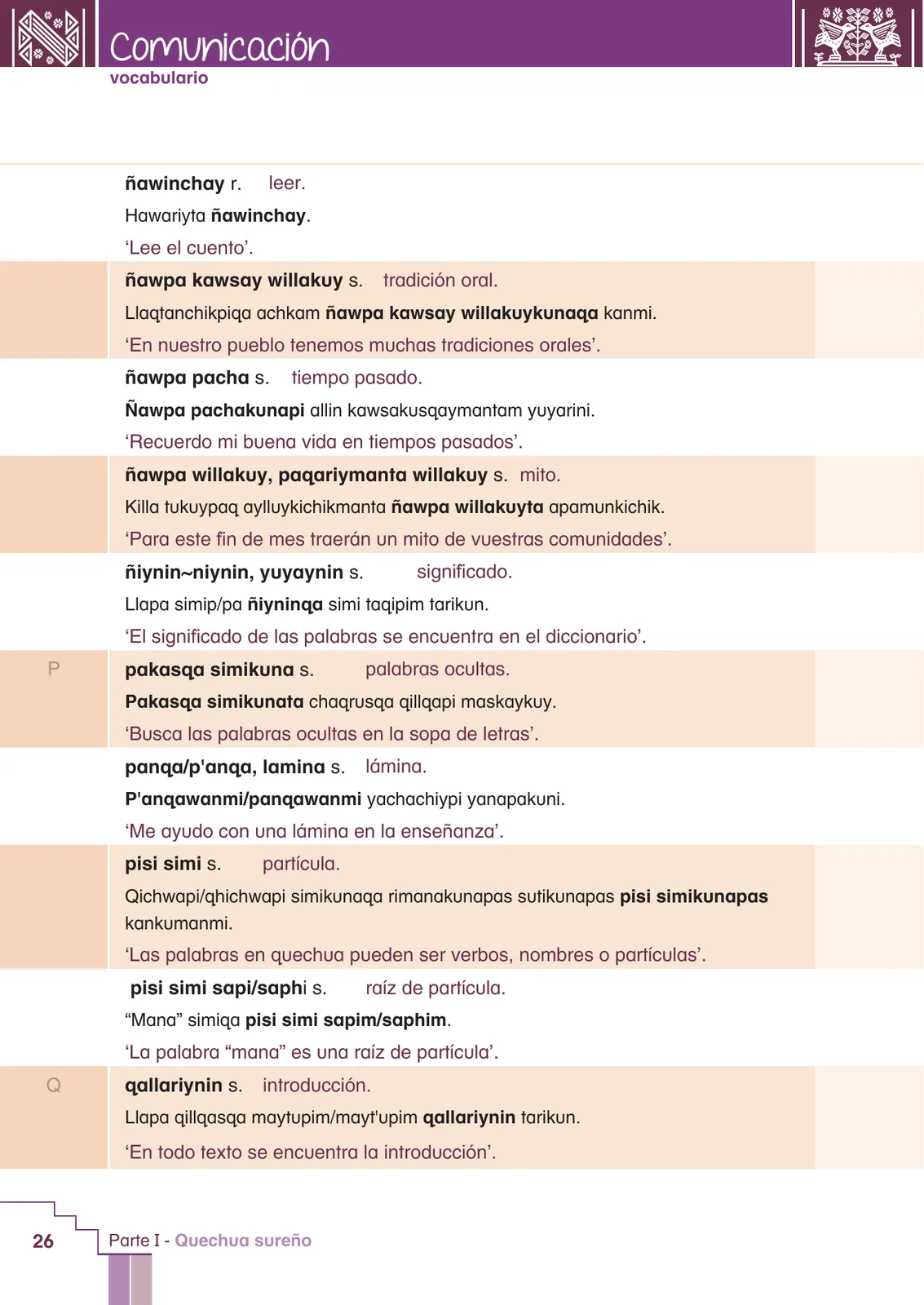Miniatura página 28 de Yachachinapaq simikuna - Urin Qichwa : vocabulario pedagógico quechua sureño · 2021