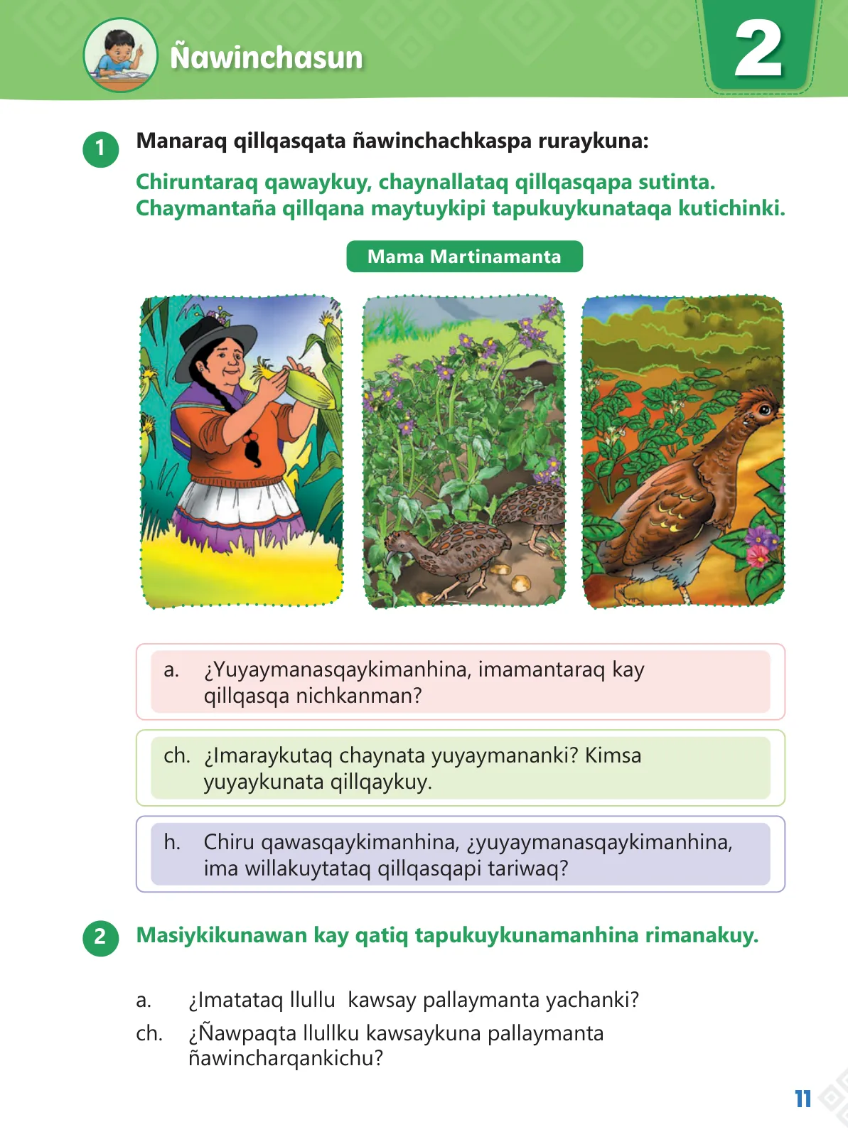 Miniatura página 13 de Ñawinchana Maytu 3 Quechua - Chanka. Texto de Comunicación del 3 ° Primaria - Quechua Chanka · 2023