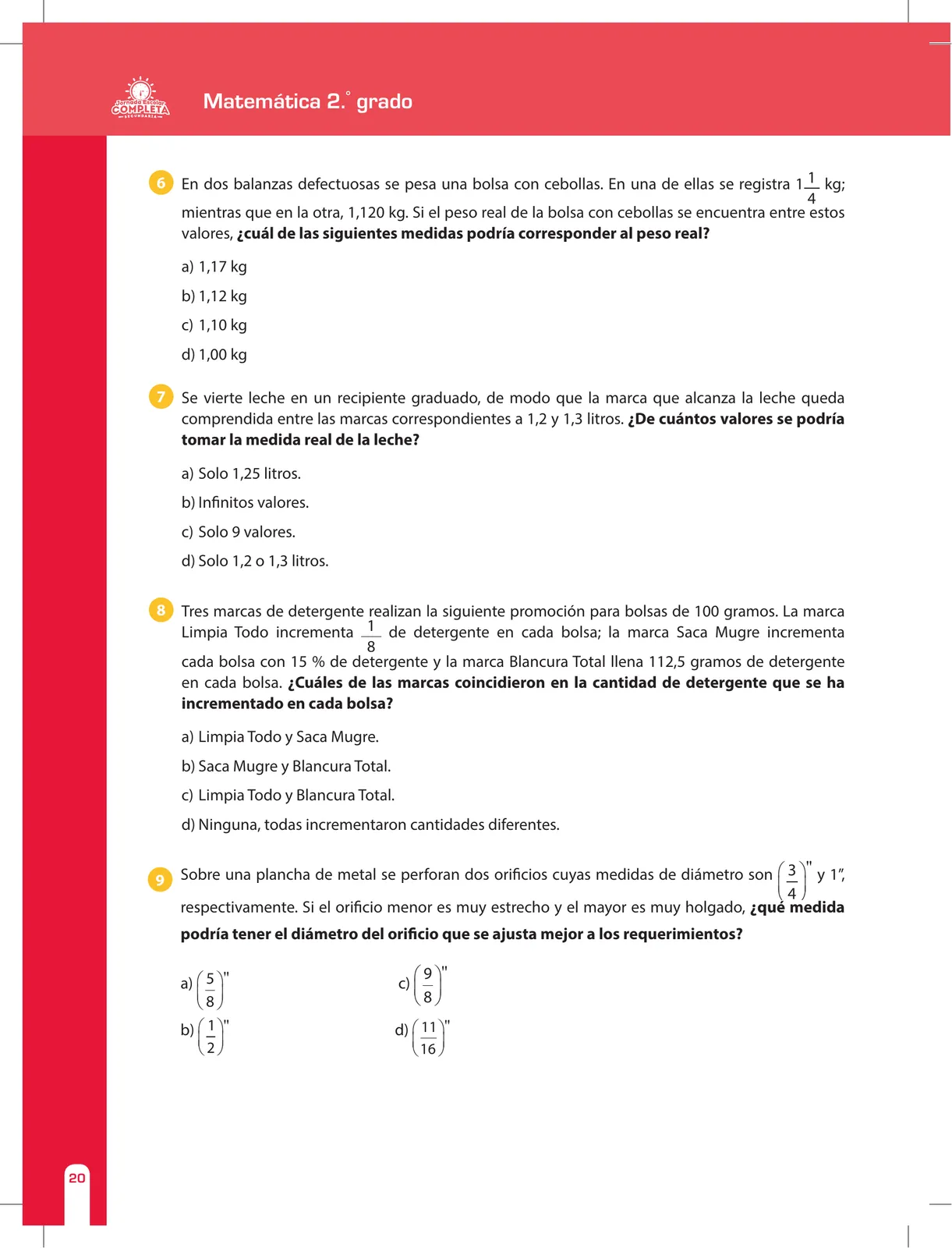 Página 20 de Matemática 2 : cuaderno de reforzamiento pedagógico - JEC · 2016