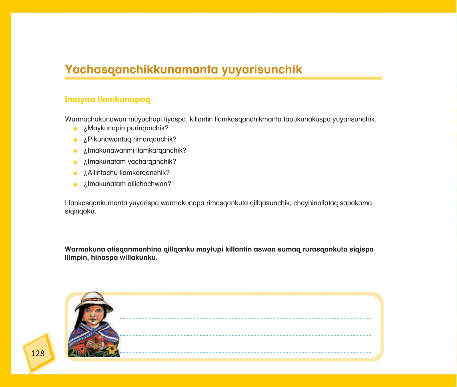 Miniatura página 130 de Kuska yachasunchik : cuaderno de trabajo y folder - inicial 5 años Quechua chanka · 2020