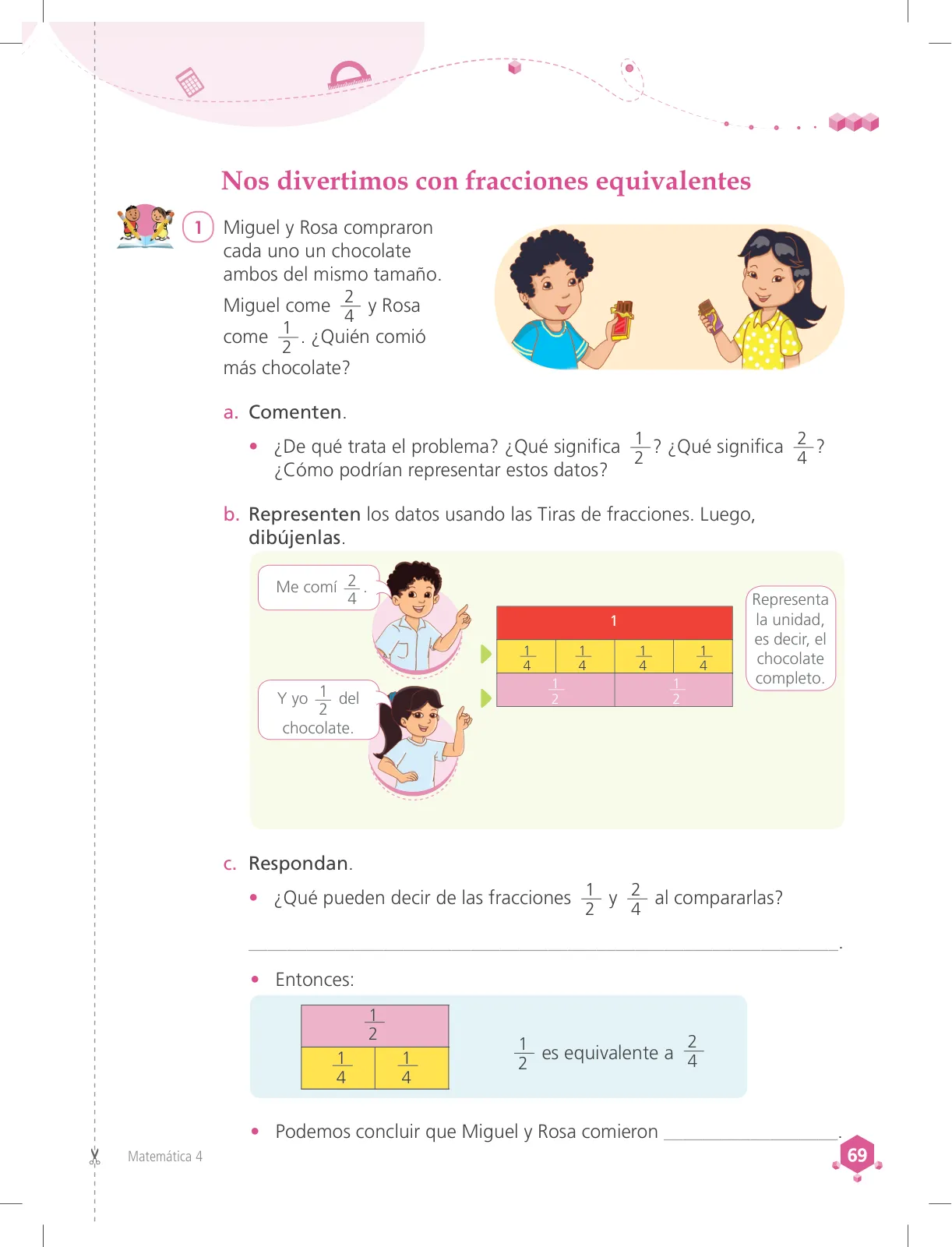 Miniatura página 69 de Matemática 4 : cuaderno de trabajo para cuarto grado de Educación Primaria 2018 · 2018