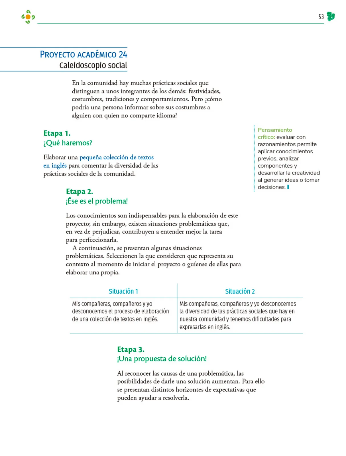 Miniatura página 54 de Colección Nanahuatzin. Nuestro libro de Proyectos.  Tomo II.  Libro de Educación Telesecundaria Grado 3°  Ciclo Escolar 2025 - 2026
