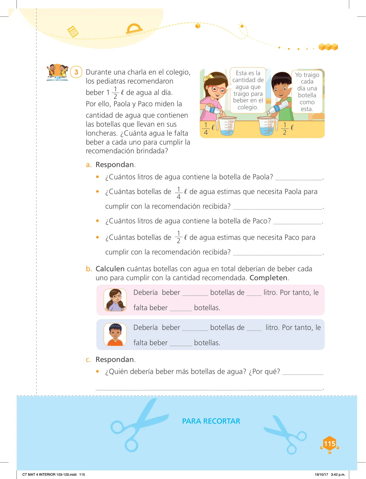 Página 115 de Matemática 4 : cuaderno de trabajo para cuarto grado de Educación Primaria 2018 · 2018